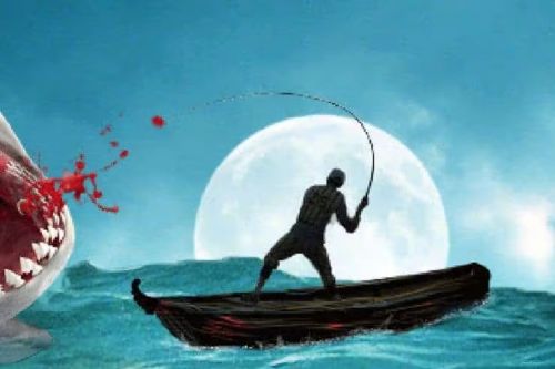 آموزش طراحی صحنه شکار کوسه در فتوشاپ